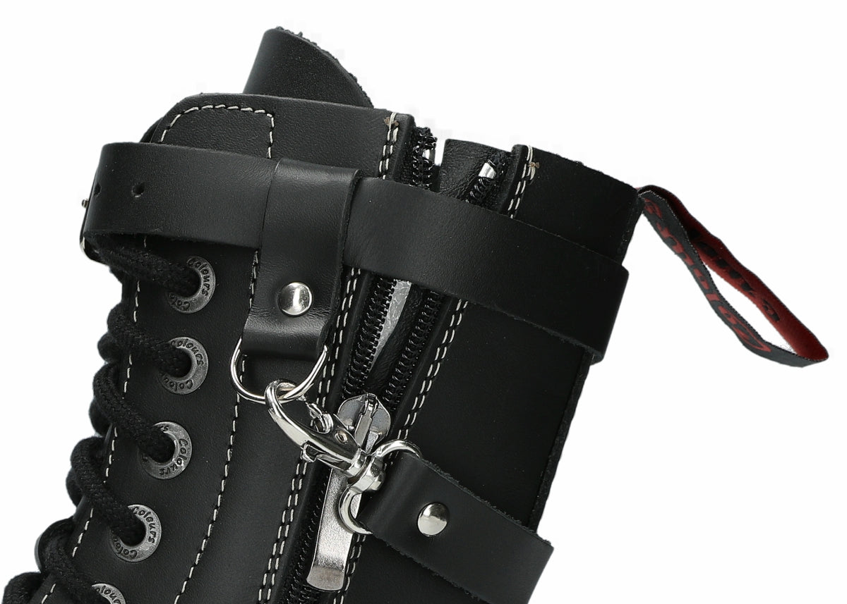 10 Loch 3 Straps Black Colours Boots