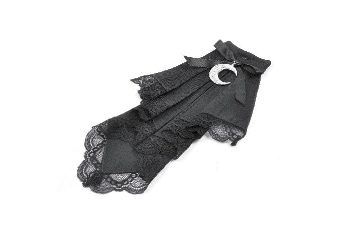 Schwarzes/Weißes kurzes Kleid Noctem Academy Dress mit Streifenmuster von Dark In Love