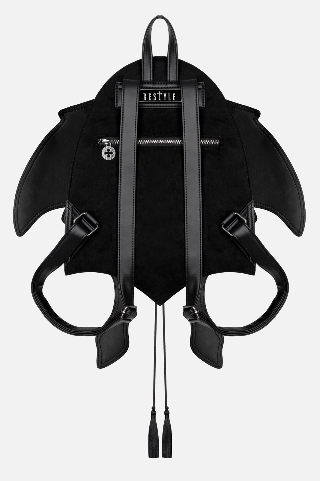 Schwarzer Rucksack OBSIDIAN MOTH BACKPACK mit beweglichen Mottenflügeln von Restyle