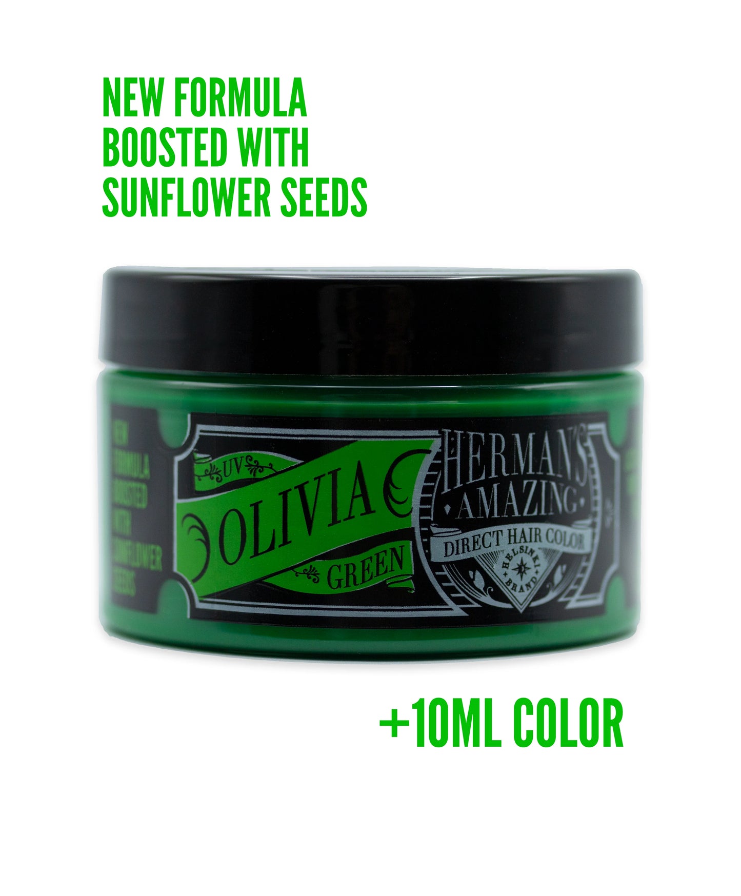 semi-permanente Haartönung UV OLIVIA GREEN in dem Farbton Neongrün von Herman's Amazing