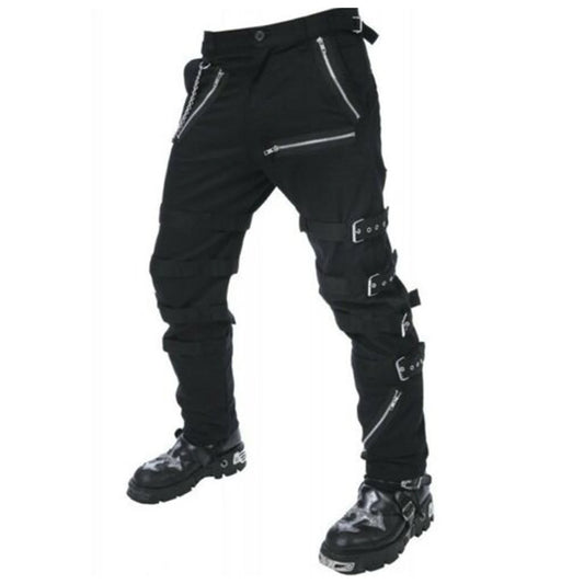 Schwarze Hose BUCKLE ZIPPER PANTS mit Ketten und Zierreißverschlüssen mit Colours Branding