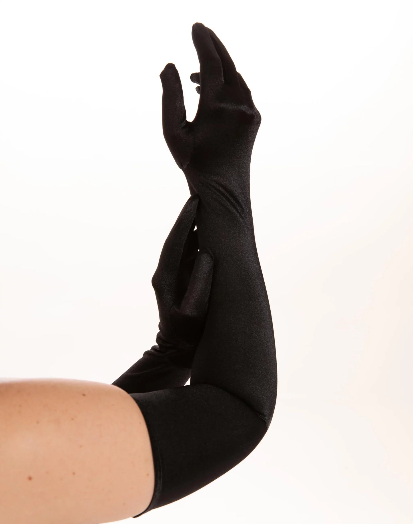 Schwarze, lange Handschuhe Plain Satin Gloves von Pamela Mann