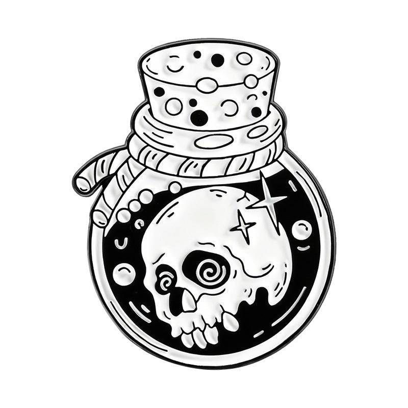 SKULL FLASK ENAMEL PIN Moon Attic