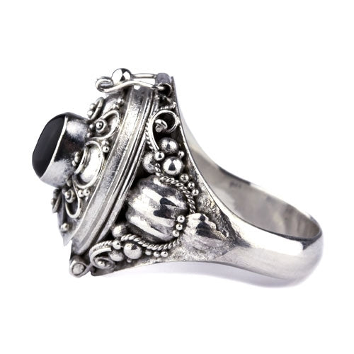 Silberner Ring Onyx Giftring 925 Silber, der sich öffnen lässt von etNox