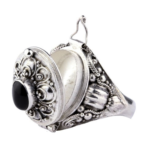 Silberner Ring Onyx Giftring 925 Silber, der sich öffnen lässt von etNox