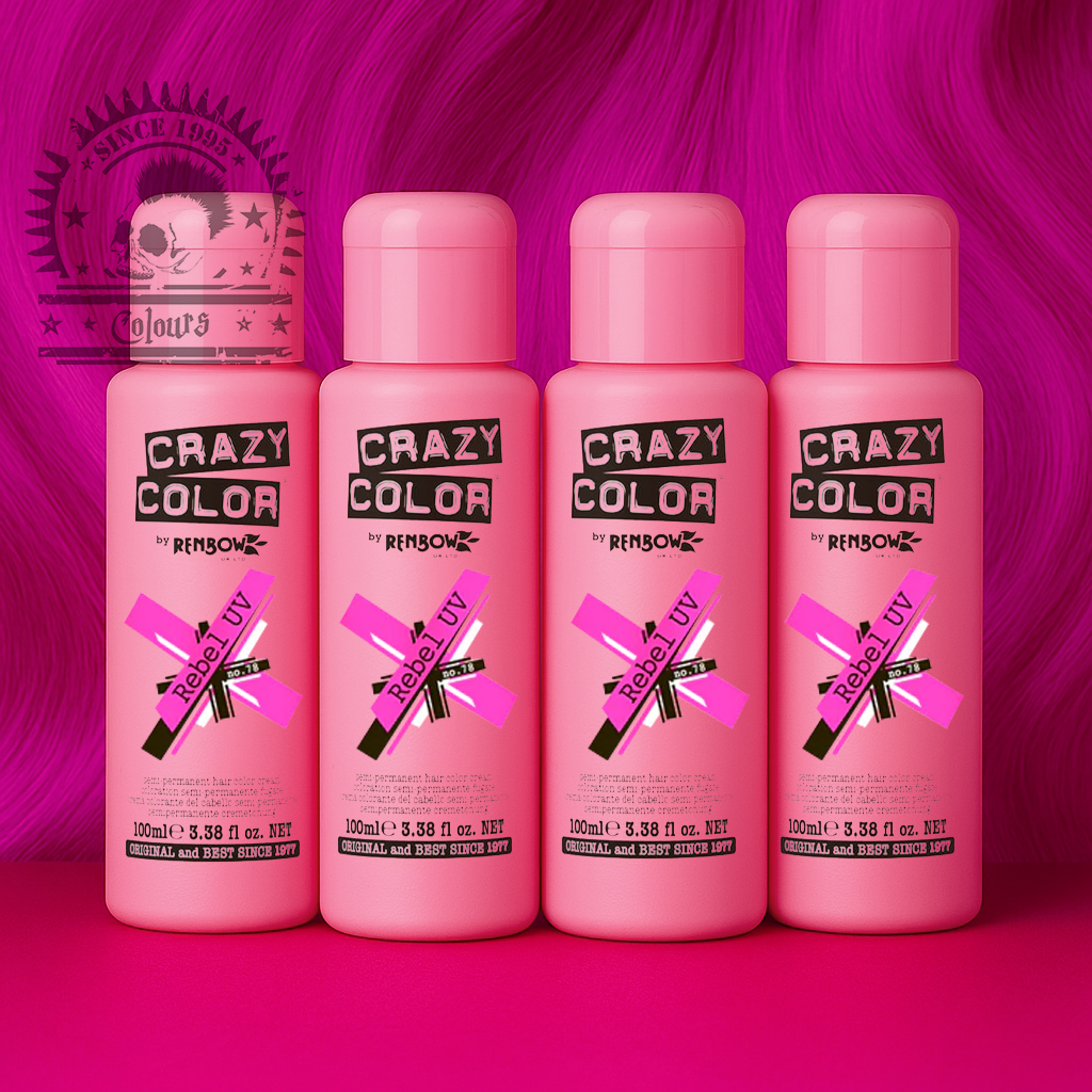 semi-permanente Haartönung 4er Box REBEL UV in dem Farbton Neonpink von Crazy Color