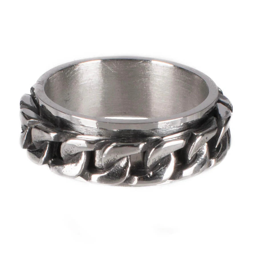 Silberfarbender Ring CHAYNZ RING mit Kettendesign von Poizen Industries