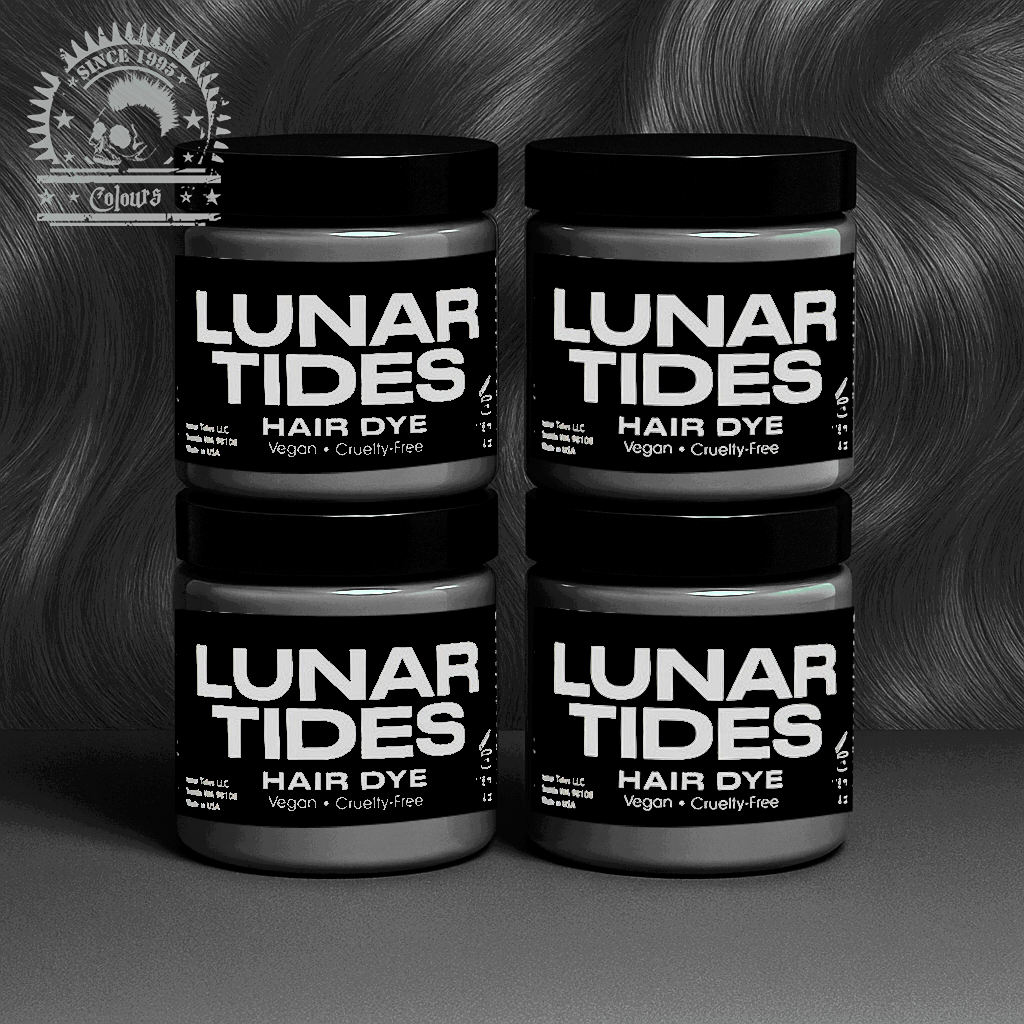 semi-permanente Haartönung 4er-Sparset SILVER LINING in dem Farbton Silbergrau mit blauen Untertönen von Lunar Tides