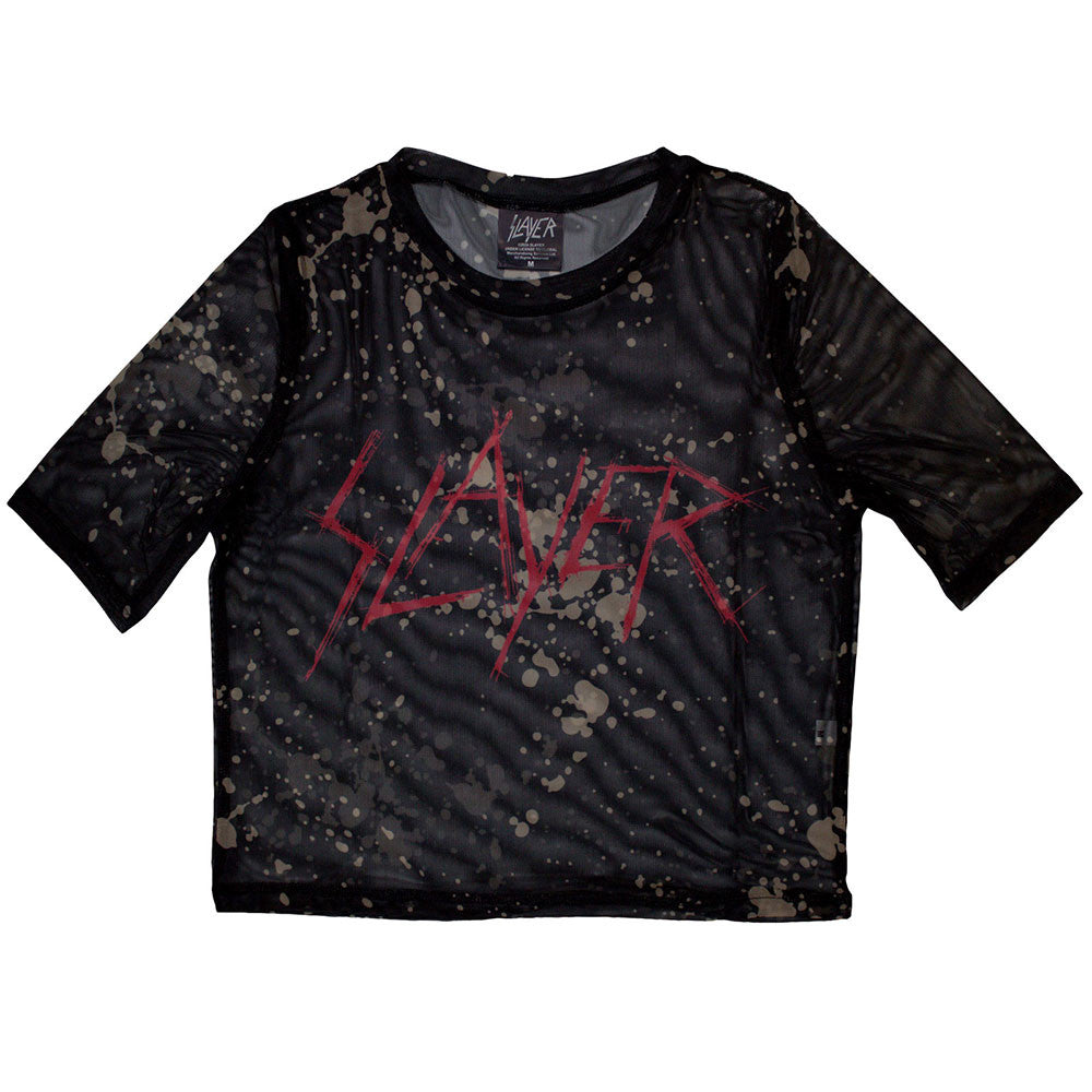 Slayer Scratchy Logo Ladies Mesh Crop Top