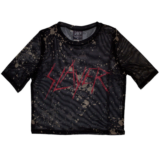Slayer Scratchy Logo Ladies Mesh Crop Top