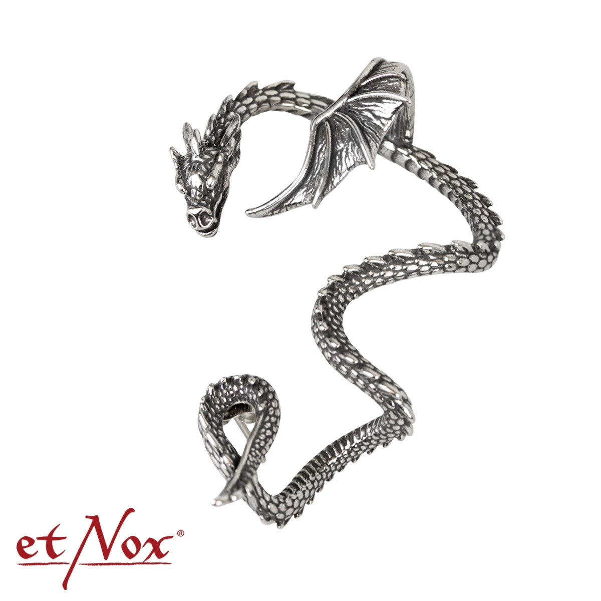 Silberfarbene Ohrring Geflügelter Drache von etNox