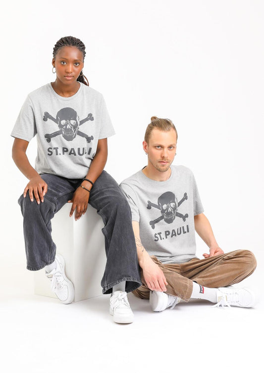 Graues St.Pauli T-Shirt Totenkopf
