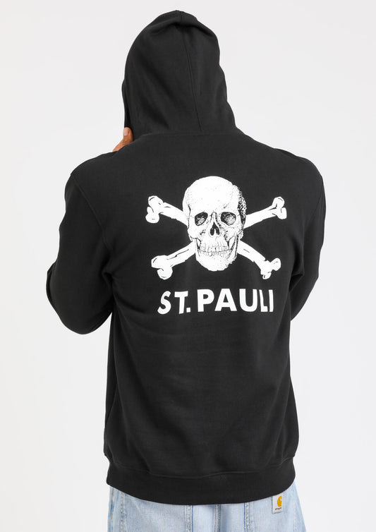 Schwarzer St.Pauli Kapuzenpullover Totenkopf II