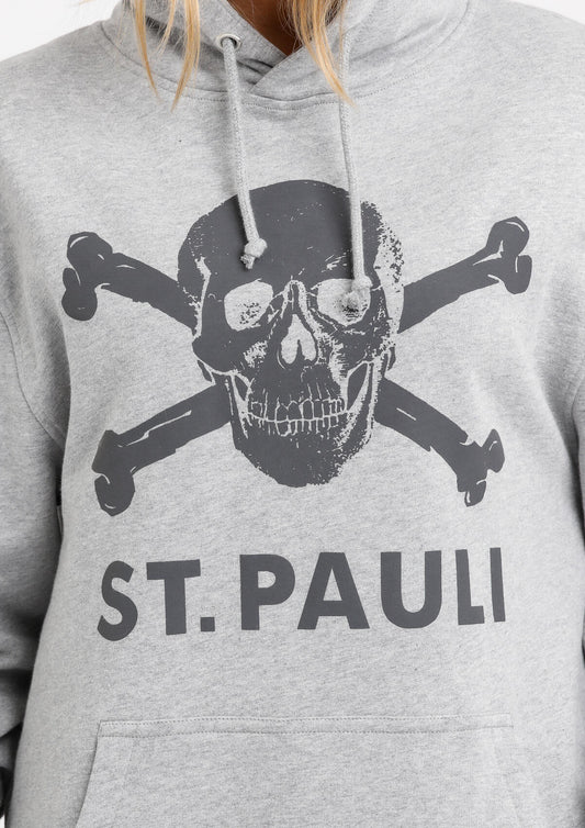 Grauer St.Pauli Kapuzenpullover Totenkopf