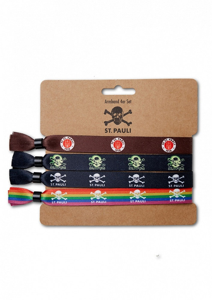 Armband 4er-Set, unteranderem mit Totenkopf- und Logoprint von St.Pauli