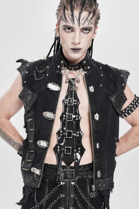 Schwarzer Choker The Office Antagonist Choker Tie mit Lackoptik Krawatte von Devil Fashion