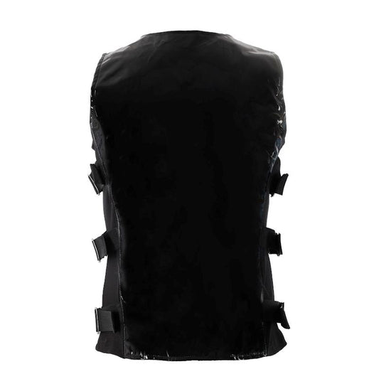 Schwarze Weste Button Vest PVC mit Lackoptik von Zügellos