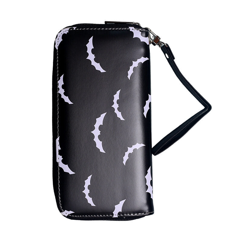 Großes, schwarzes Portemonnaie CUTE BATS WALLET mit Allover-Fledermausprint von Moon Attic
