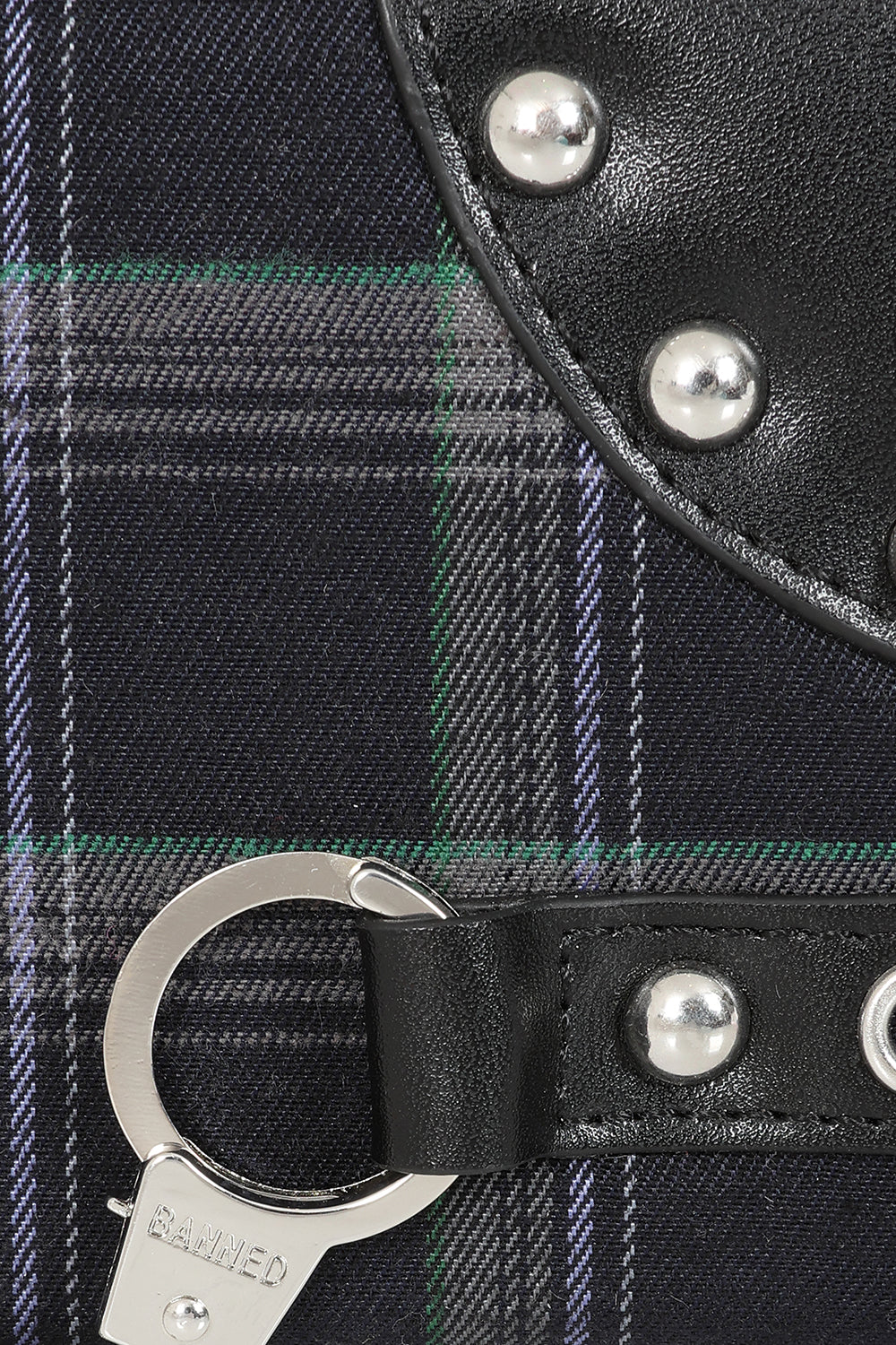 Schwarze Geldbörse Rise Up Wallet mit Tartanmuster und Handschellendetail von Banned