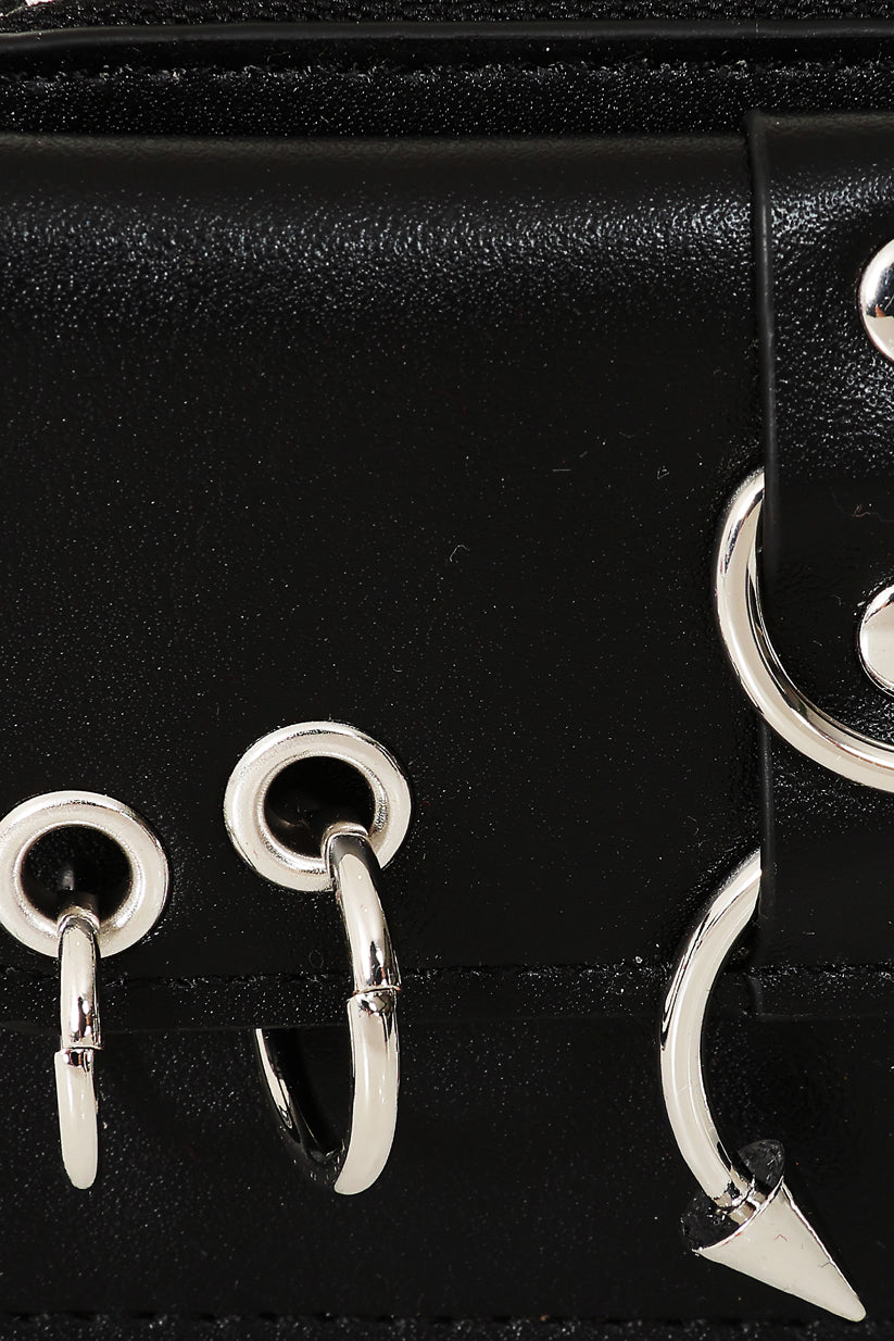 Schwarze Geldbörse Rebel Sugar Wallet mit Zierösen und Ringen von Banned