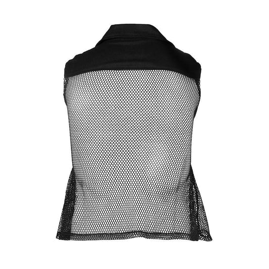 Rückseite schwarzes Netzoberteil Bondage Vest Net mit Zierschnürung von Azzazzinz