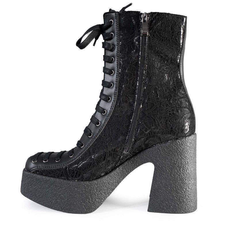 Schwarzer Absatzschuh ISABEL Vegan mit Schnürung und Spitzendetails von Altercore