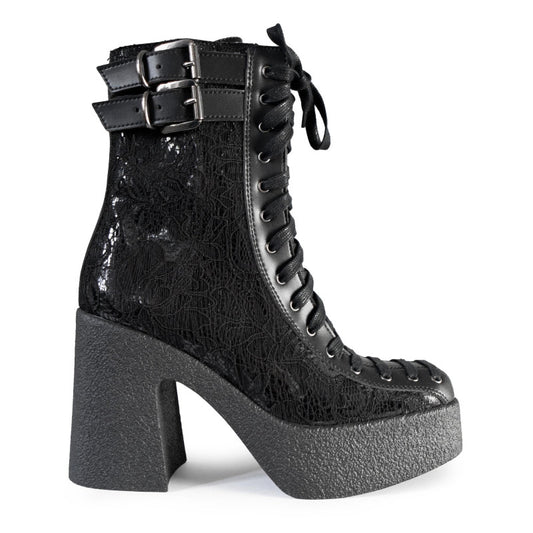 Schwarzer Absatzschuh ISABEL Vegan mit Schnürung und Spitzendetails von Altercore