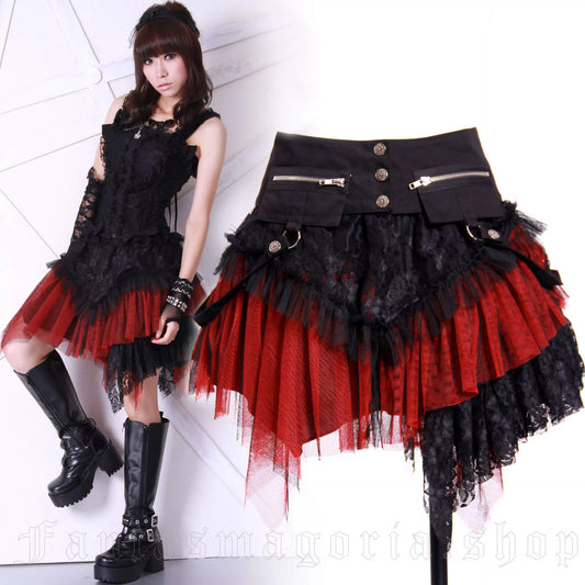 Amelia Skirt black/red Punk Rave