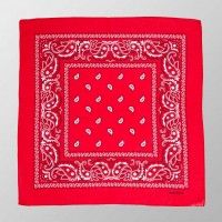 Red cotton bandana with white paisley pattern 