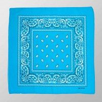 Turquoise cotton bandana with white paisley pattern 