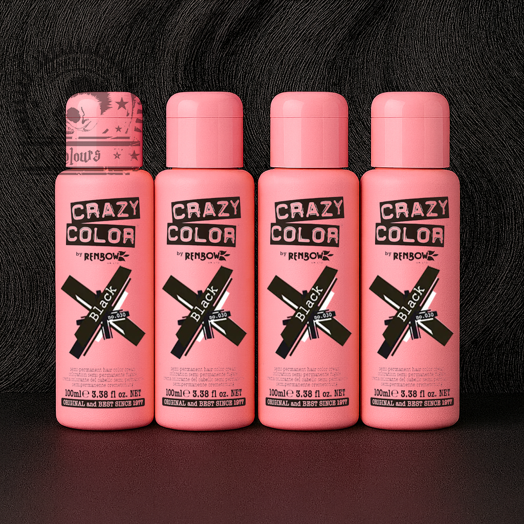 semi-permanente Haartönung 4er Box BLACK in dem Farbton Schwarz von Crazy Color