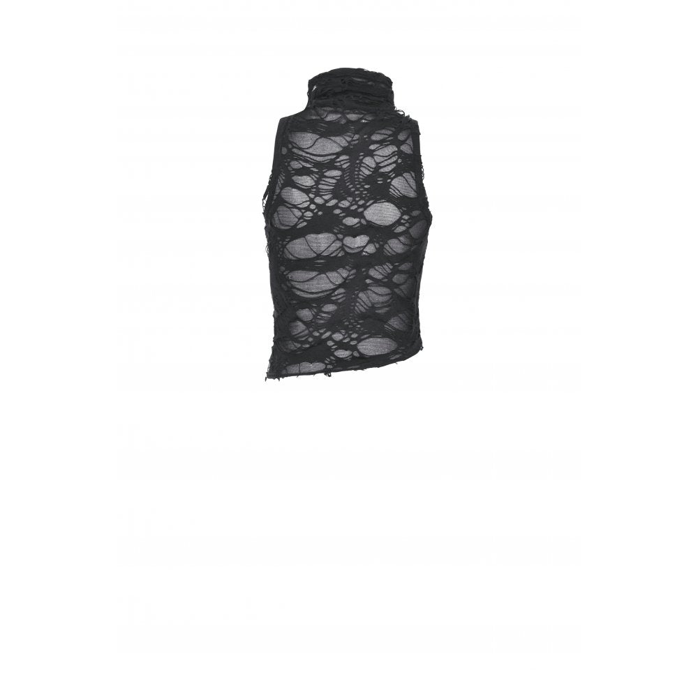 Schwarzes Oberteil Punk Asymmetric Shirt mit seitlicher Schnürung von Dark In Love