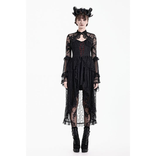 Schwarzes Oberteil Lace Phantom Bolero aus Spitzenstoff mit weiten Ärmeln von Dark In Love