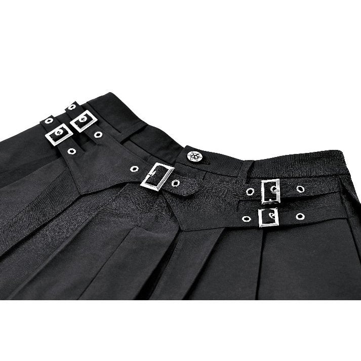 Schwarzer Mini-Rock Hardware Matrix Skirt mit Schnallendetail und Spitzensaum von Dark In Love