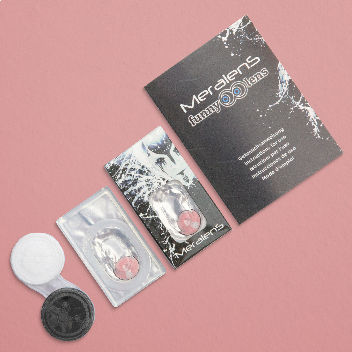 Set pinker Kontaktlinse Demon Nezuko Pink mit eingeschränktem Sichtfeld von MeralenS