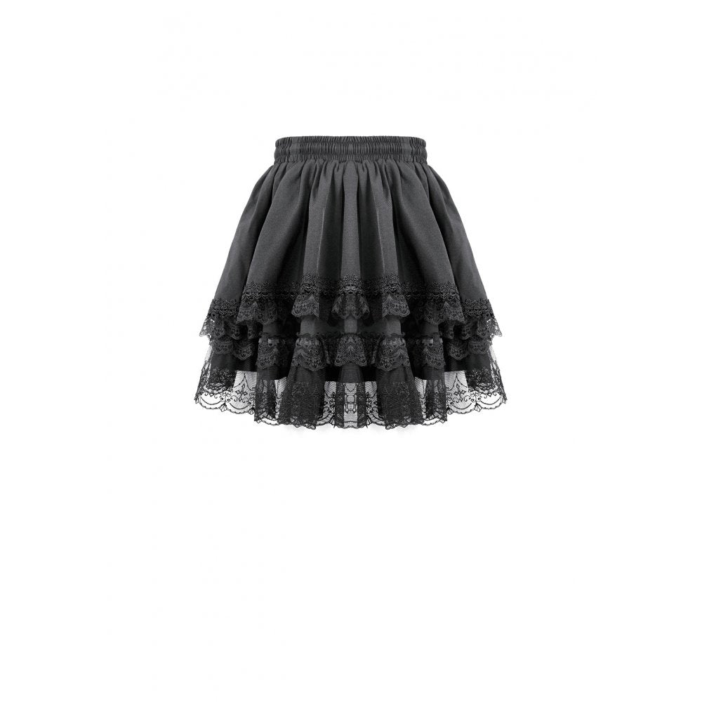 Schwarzer, kurzer Rock Rosary Covenant Skirt aus Spitzenstoff von Dark In Love