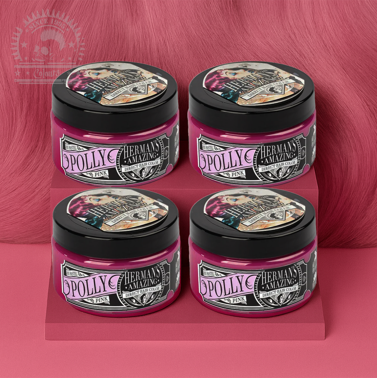 semi-permanente Haartönung 4er-Sparset UV POLLY PASTEL PINK in dem Farbton Hellrosa von Herman's Amazing