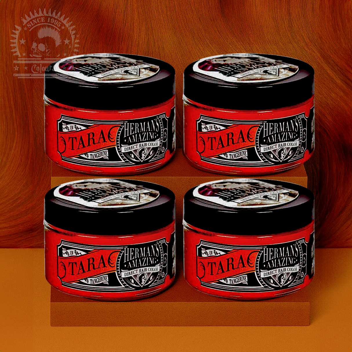 semi-permanente Haartönung 4er-Sparset UV TARA TANGERINE in dem Farbton Orange von Herman's Amazing