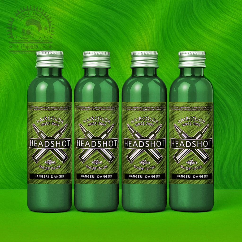 Vier semi-permanente Haartönungen 4er-Sparset DANGER DANGER in dem Farbton Hellgrün von Headshot