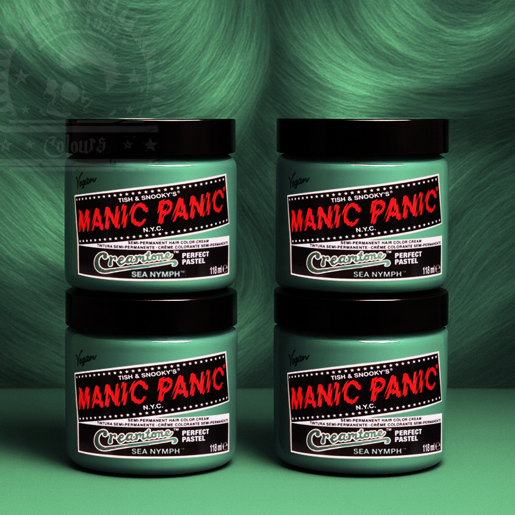 Vier semi-permanente Haartönungen 4er-Sparset SEA NYMPH in dem Farbton Mintgrün von Manic Panic