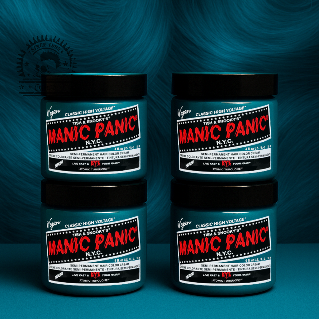 Vier semi-permanente Haartönungen 4er-Sparset ATOMIC TURQUOISE in dem Farbton Türkis von Manic Panic