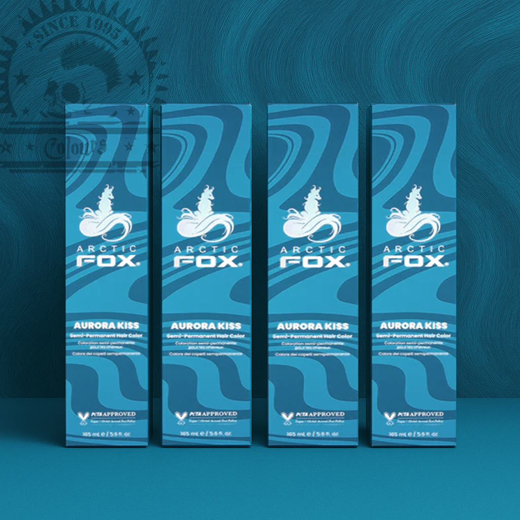 Vier semi-permanente Haartönungen 4er-Sparset AURORA KISS in dem Farbton Petrol von Arctic Fox
