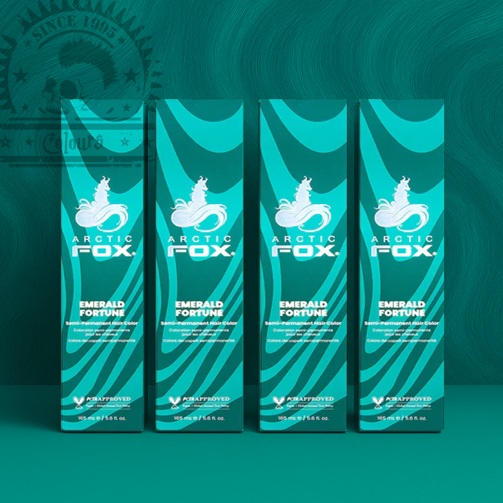 Vier semi-permanente Haartönungen 4er-Sparset EMERALD FORTUNE in dem Farbton Dunkelgrün von Arctic Fox
