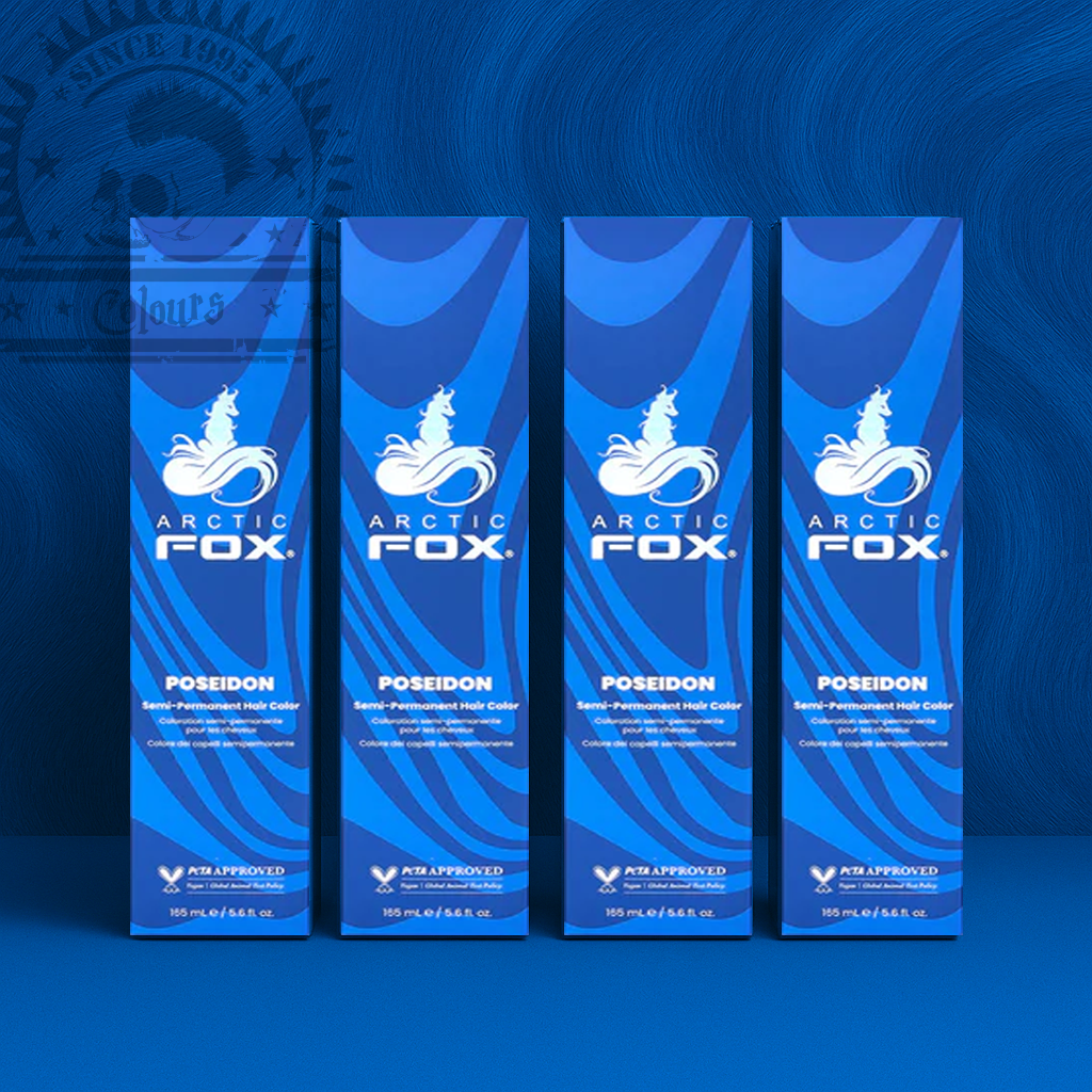 Vier semi-permanente Haartönungen 4er-Sparset POSEIDON in dem Farbton Blau von Arctic Fox