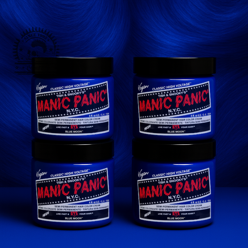 Vier semi-permanente Haartönungen 4er-Sparset BLUE MOON in dem Farbton Blau von Manic Panic