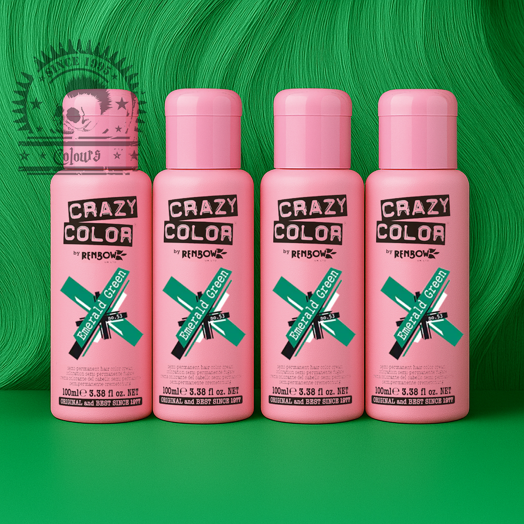 semi-permanente Haartönung 4er Box EMERALD GREEN in dem Farbton Waldgrün von Crazy Color