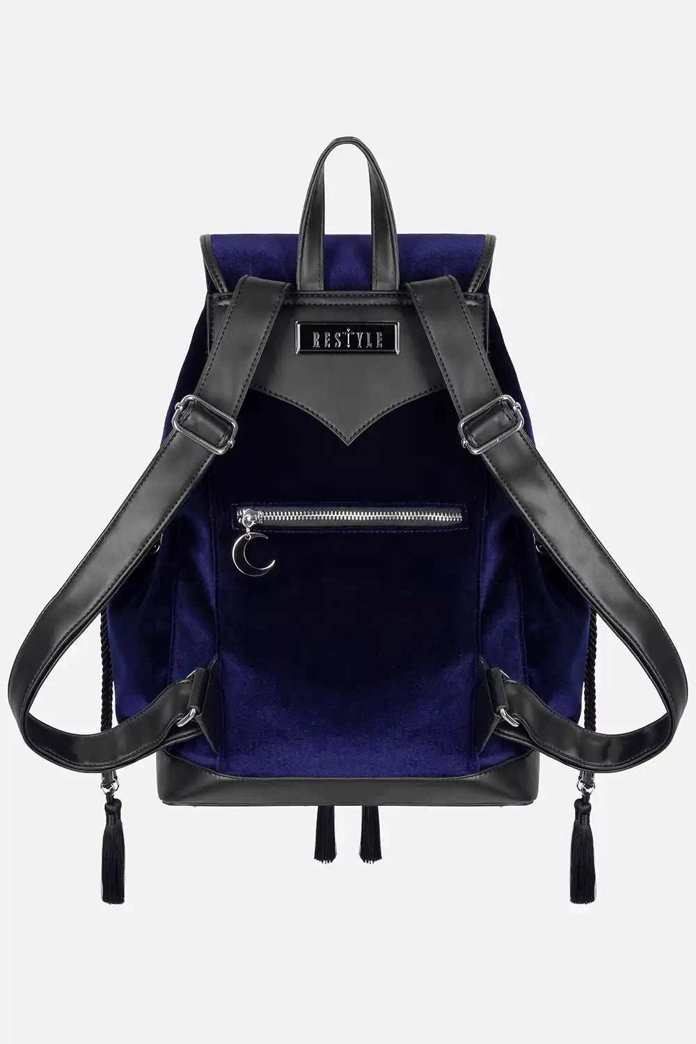 Schwarzer Rucksack MOONLIT MEADOW BACKPACK mit Blumenstickerei von Restyle