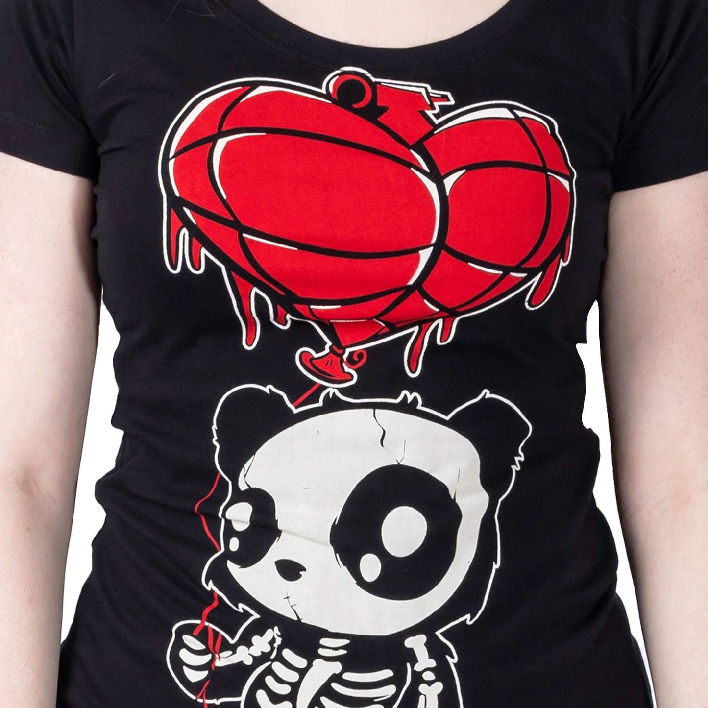 Schwarz-rotes Oberteil EXPLOSIVE KILLER LIVE T SHIRT mit Pandaprint von Cupcake Cult