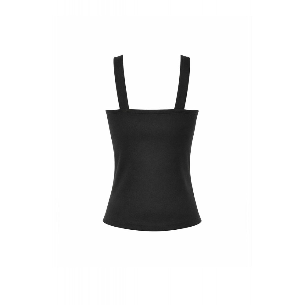 Schwarzes Oberteil Pentagram Mesh Punk Tank Top mit Pentagramm-Netzeinsatz und vertikalem Nietendekor-Band von Dark In Love