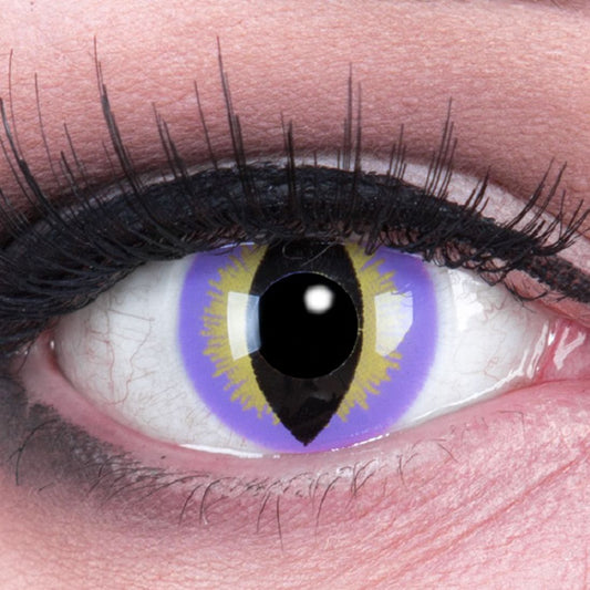 Lila-gelbe Kontaktlinse Purple Dragon im Drachenaugendesign von MeralenS